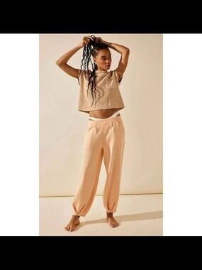 Free People Beach Freya Knit Pants Peach Orange Boho Preppy Womens XS